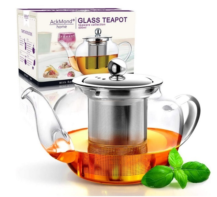 Victorian Tea Shop UK - AckMond Glass Teapot With Infuser