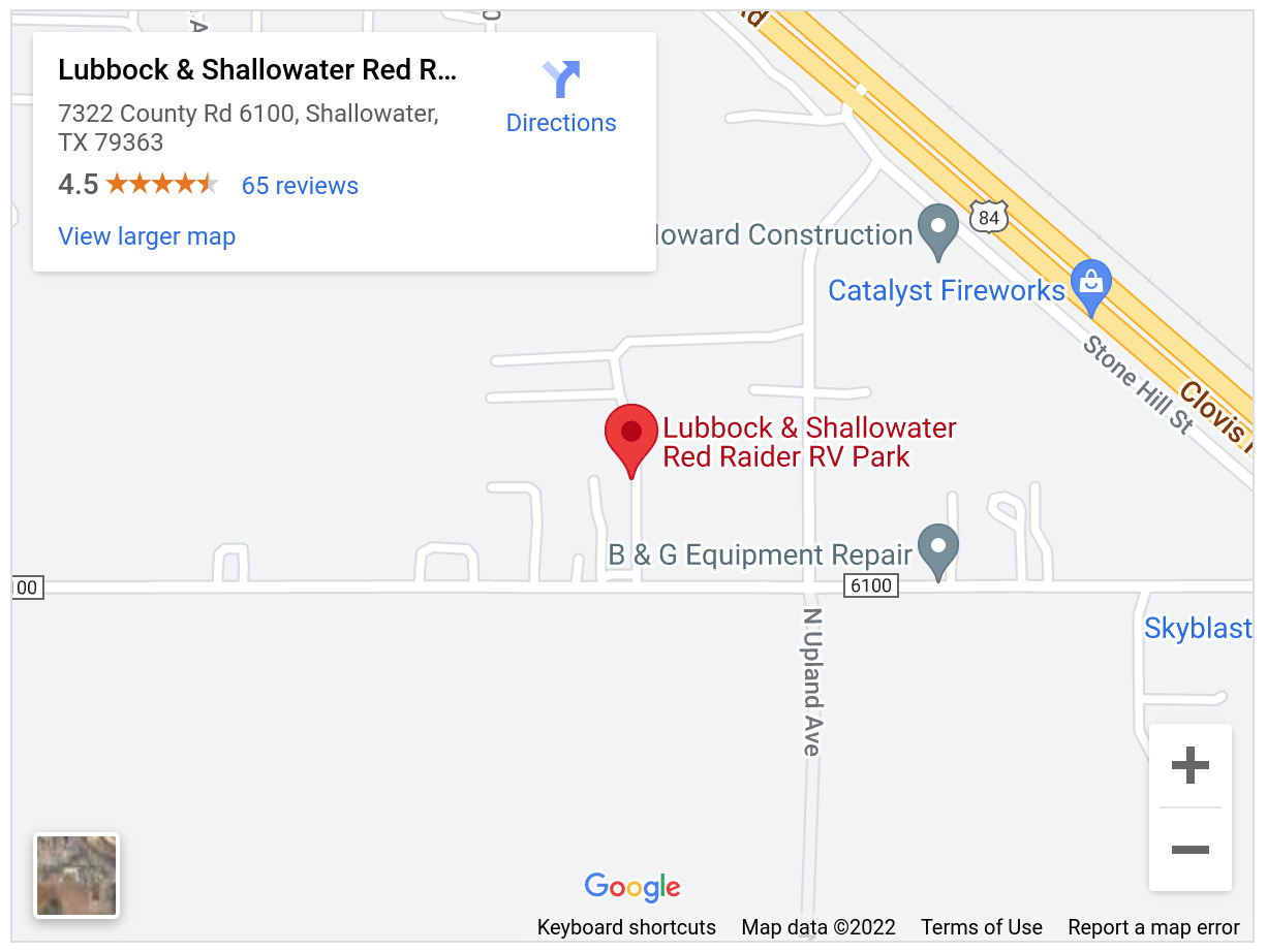 Lubbock & Shallowater Red Raider RV Park