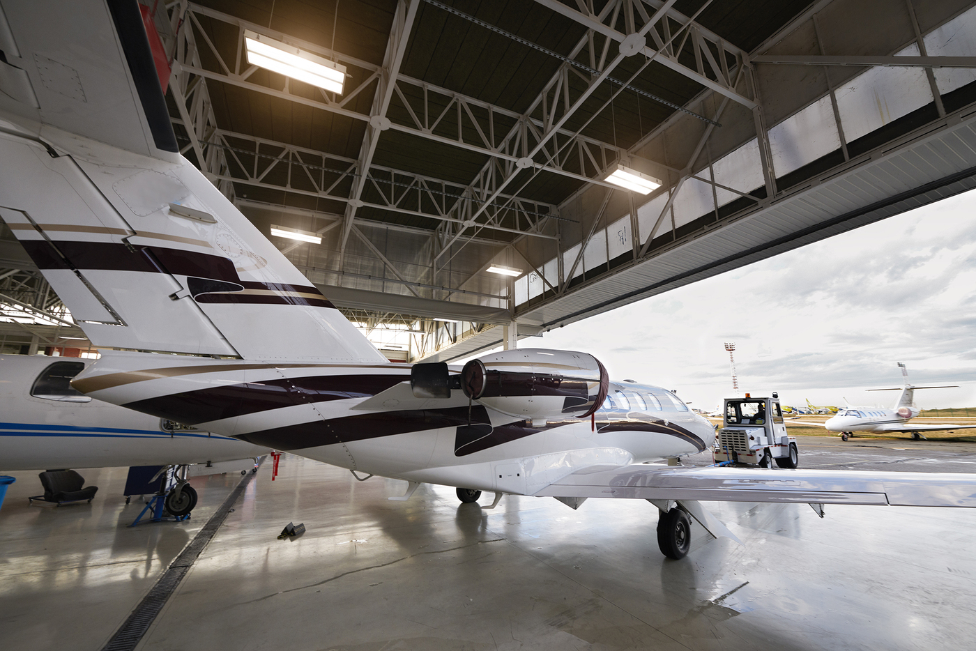 aircraft in the hangar