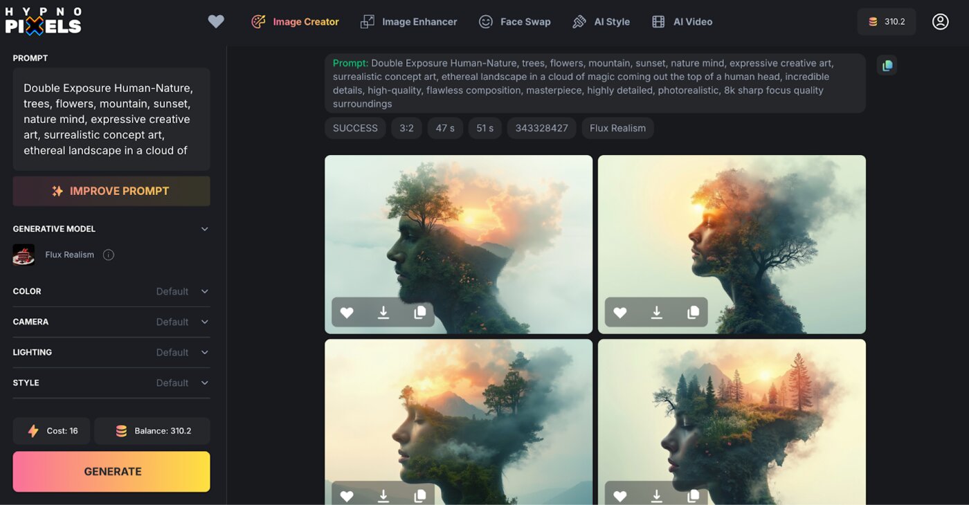 Hypnopixels is an AI-powered creative platform that helps users transform their selfies and ideas into visually stunning digital portraits and animations.