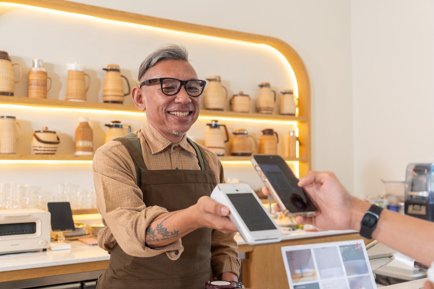 counter person helping customer