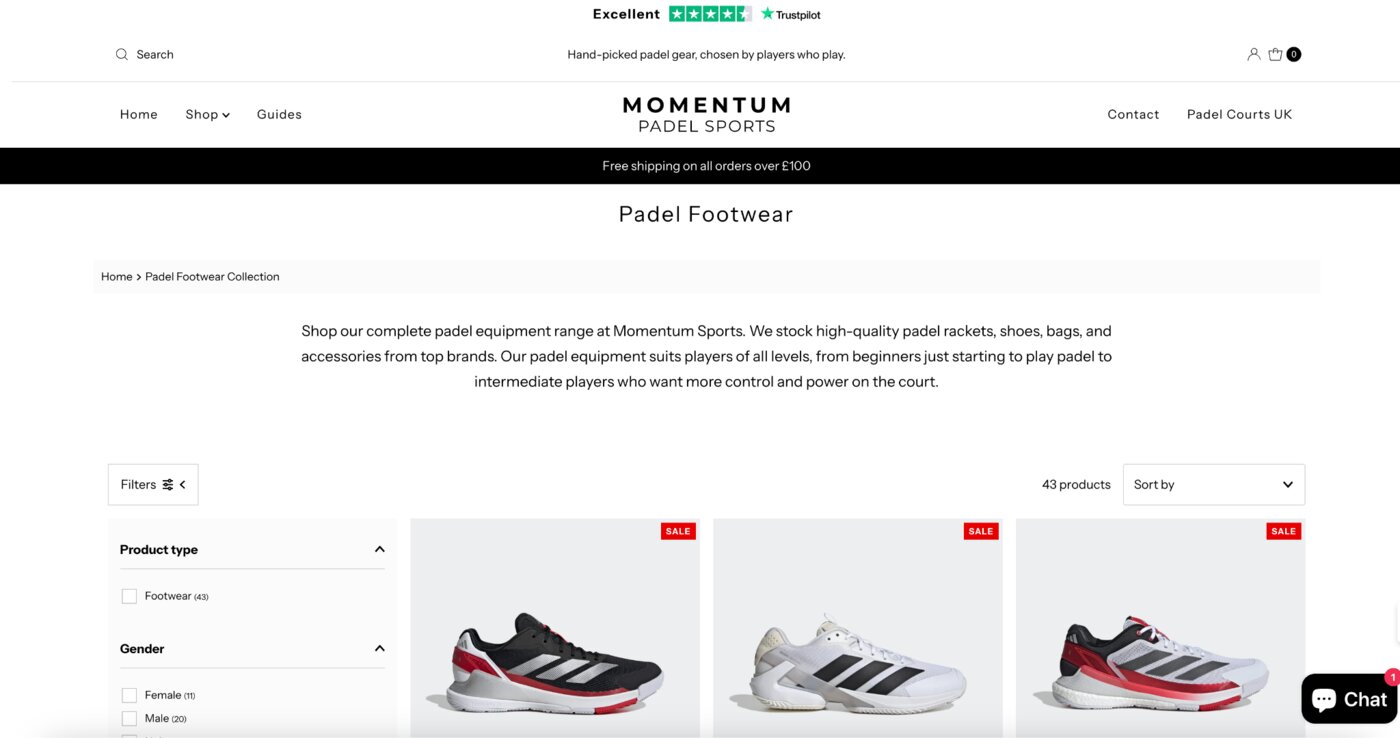 Momentum Padel Sports is a UK specialist retailer dedicated to padel equipment and education.