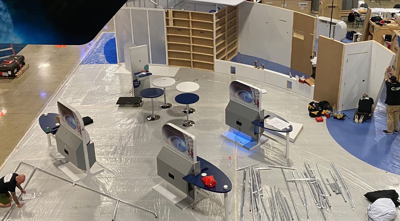 booth set up at healthcare event