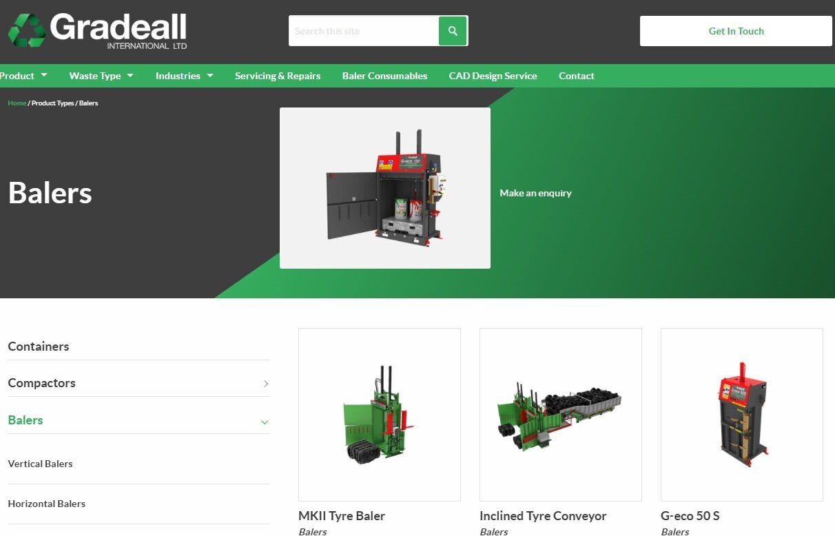 Gradeall International Ltd is a manufacturer of tyre recycling equipment and waste management machinery based in Northern Ireland.