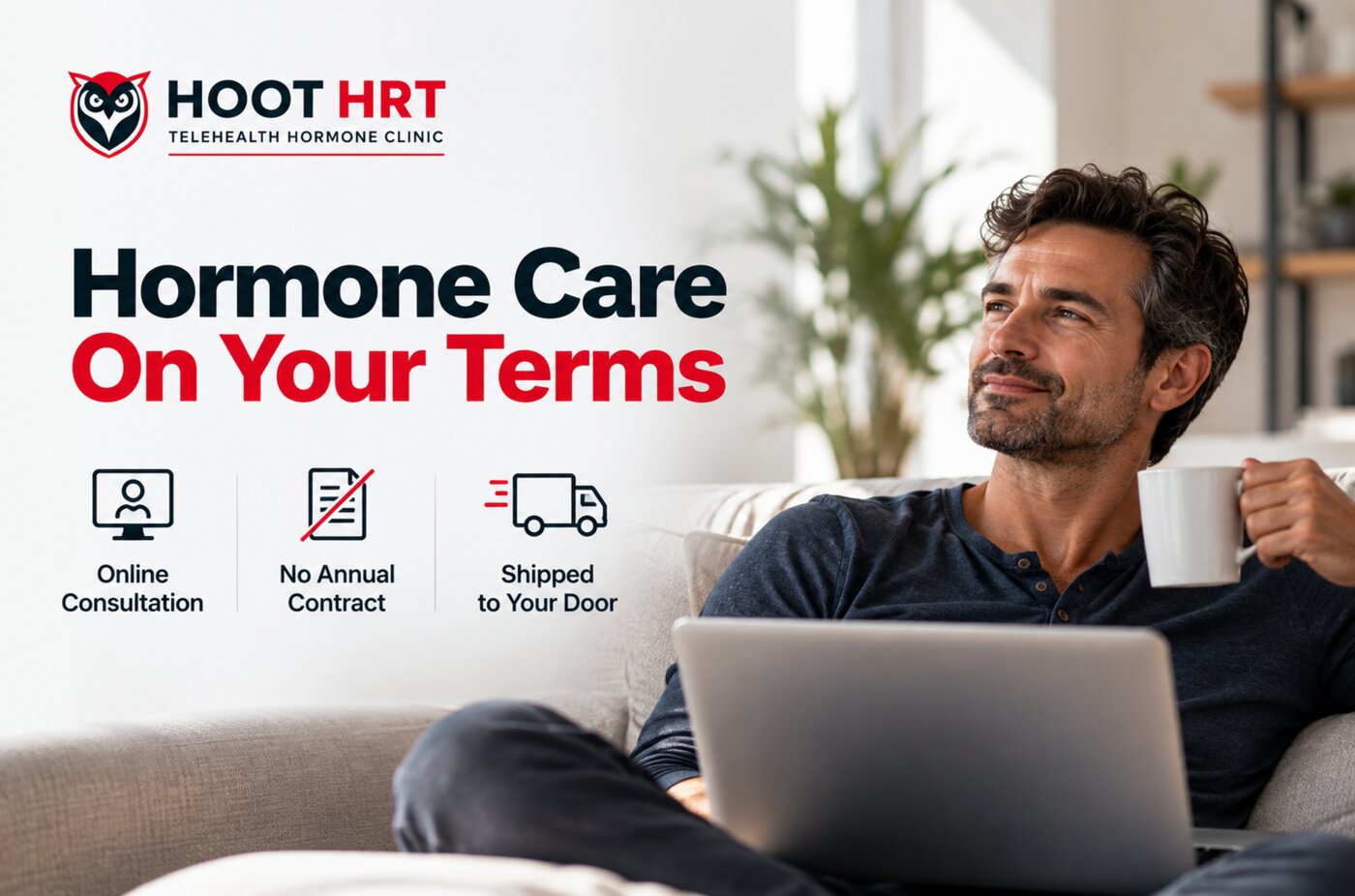 Hoot HRT is a cash-pay telehealth hormone optimization clinic serving men and women across Texas.