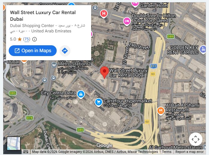 Wall Street Luxury Car Rental Dubai