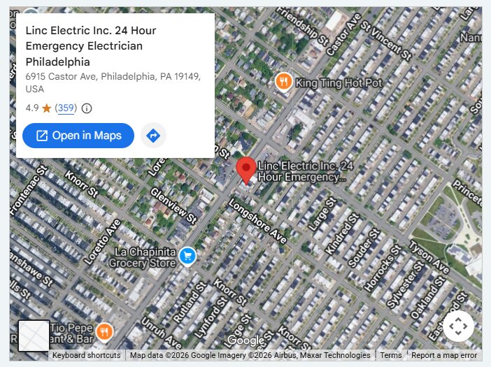 Linc Electric Inc. 24 Hour Emergency Electrician Philadelphia
