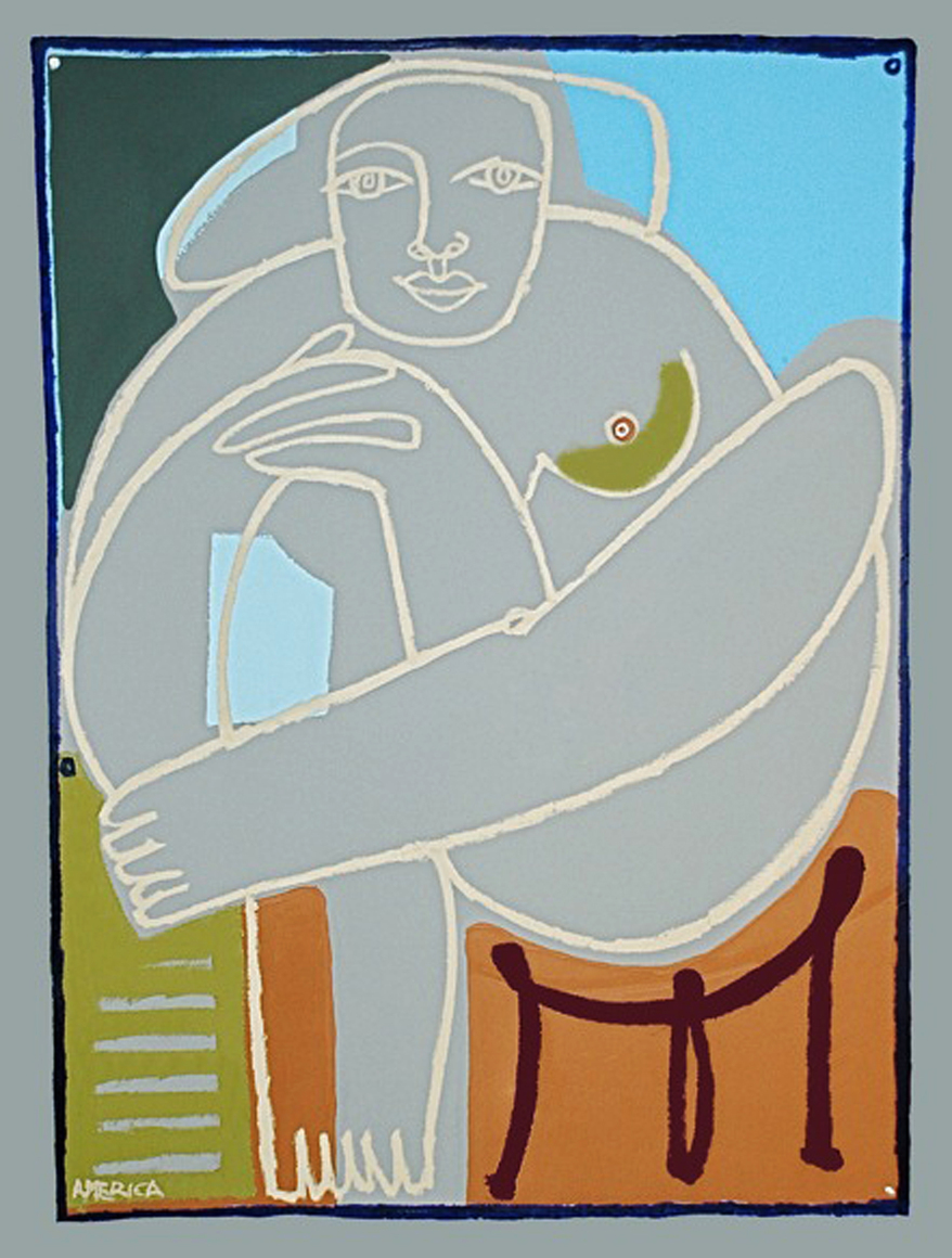 America Martin Painting - Lady Sitting on a Stool