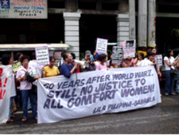 A protest in the Philippines demanding justice for Comfort Women. They want a formal apology and atonement reparations.