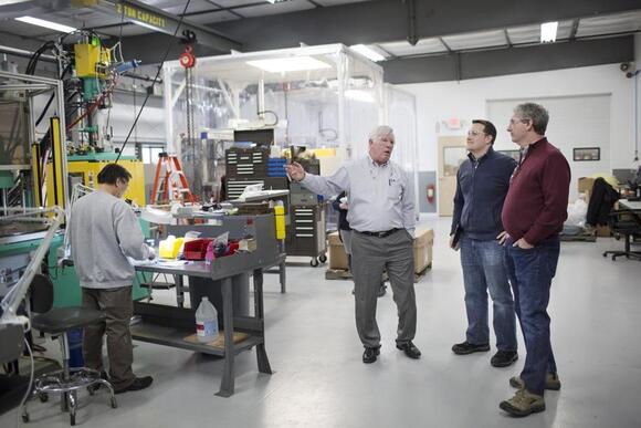 Craig Bovaird conducts factory tour