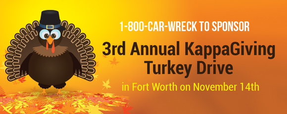1-800-CAR-WRECK to Sponsor 3rd Annual KappaGiving Turkey Drive in Fort Worth on November 14th