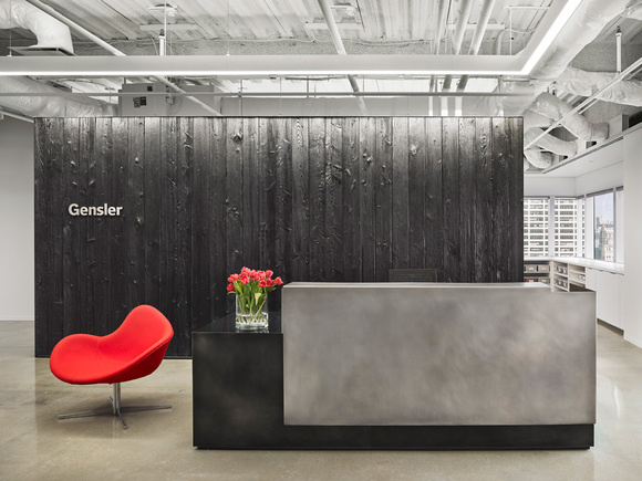 shou sugi ban feature wall by reSAWN TIMBER co. at Gensler Philadelphia