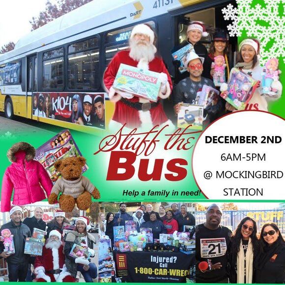 1-800-Car-Wreck Announces Annual “Stuff the Bus” Holiday Toy Drive with K104 and DART