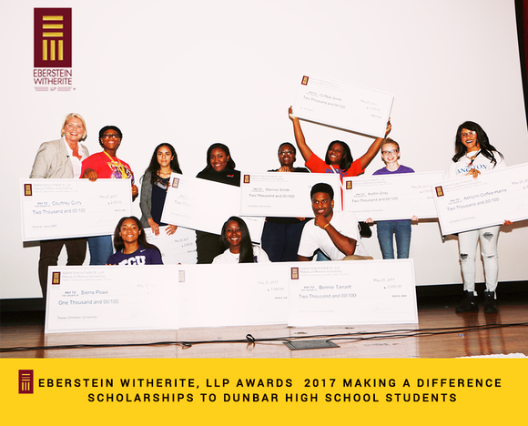 Eberstein Witherite, LLP Awards 2017 Making a Difference Scholarships to Dunbar High School Students