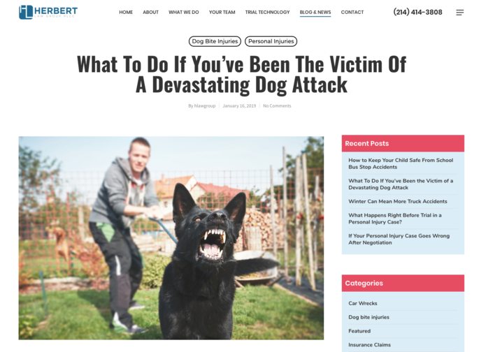 Herbert Law Group Brings Awareness of How Victims of Aggressive Dog Attacks Can Recover Damages