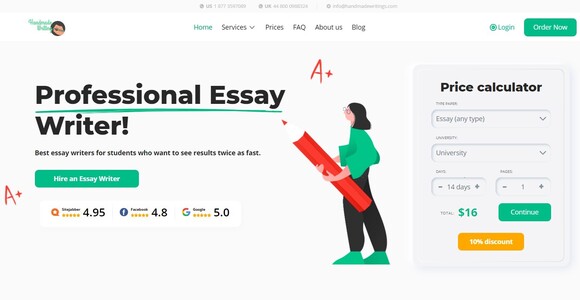 HandmadeWriting - Professional Essay Writer Service - Redesigned Website