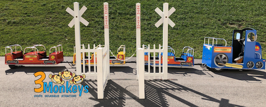 3 Monkeys Inflatables Updates Birthday Party Rentals with Trackless Trains in York, PA