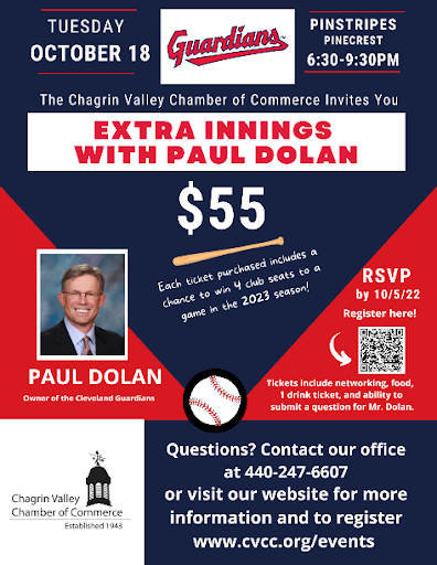 Chagrin Valley Chamber Announces Extra Innings with Paul Dolan in October