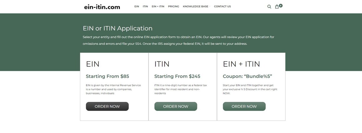 EIN-ITIN Offers Premier EIN – Employer Identification and ITIN – Individual Taxpayer Identification Number Products