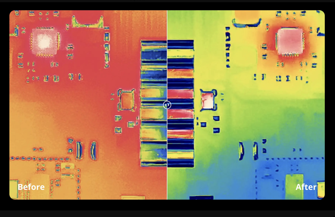 MINSAMA's L3849 diamond plate: "before" and "after" thermal images