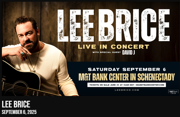 Lee Brice to Headline Grand Opening Concert at Schenectady’s Newest Event Venue — M&amp;T Bank Center — on September 6
