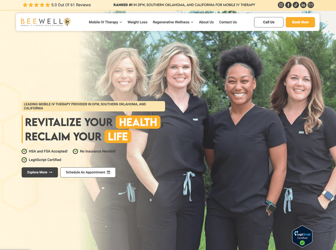Bee Well Mobile IV Launches Enhanced Website and Expands Advanced Wellness Treatments 