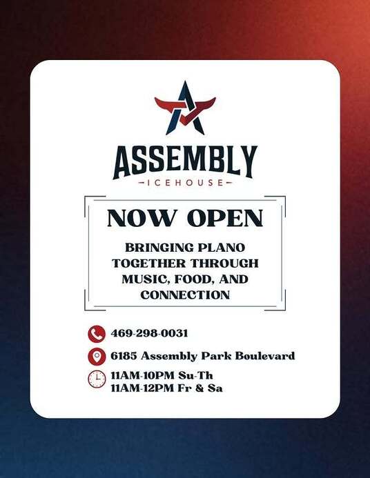Assembly Icehouse in Plano, Texas Announces Live Music For New Year's Eve on December 31, 2025