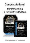 Bar D Plumbing Earns Recognition as One of the Top 3 Best Plumbers in Durham, NC