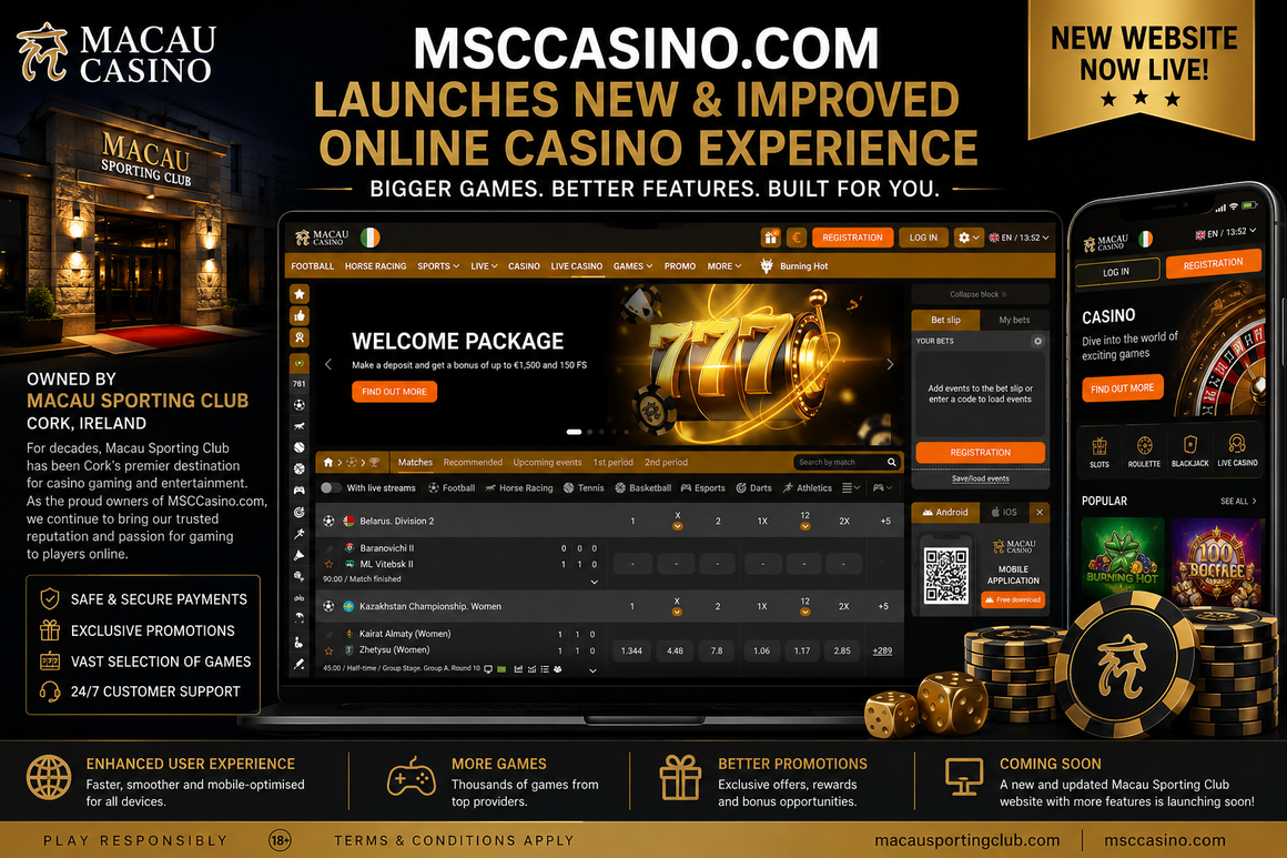 Macau Sporting Club Unveils the Next Generation of MSCcasino.com with Enhanced Online Gaming Experience