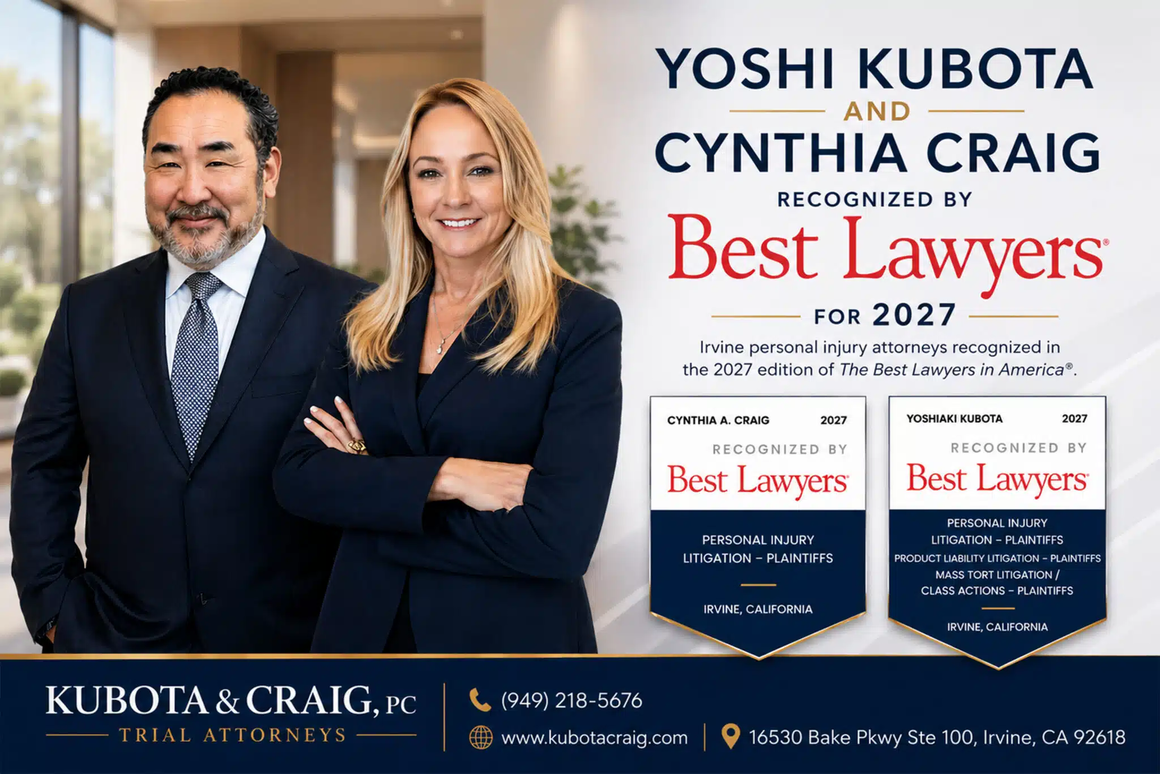 Kubota &amp; Craig Celebrates National Recognition as the Top Personal Injury Law Firm in Irvine