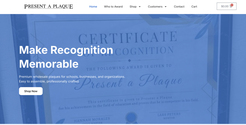 Present a Plaque redesigned website showcasing custom recognition plaques and awards
