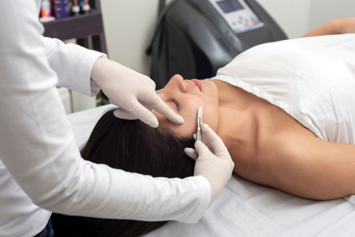 Professional Dermaplaning treatment at a beauty salon