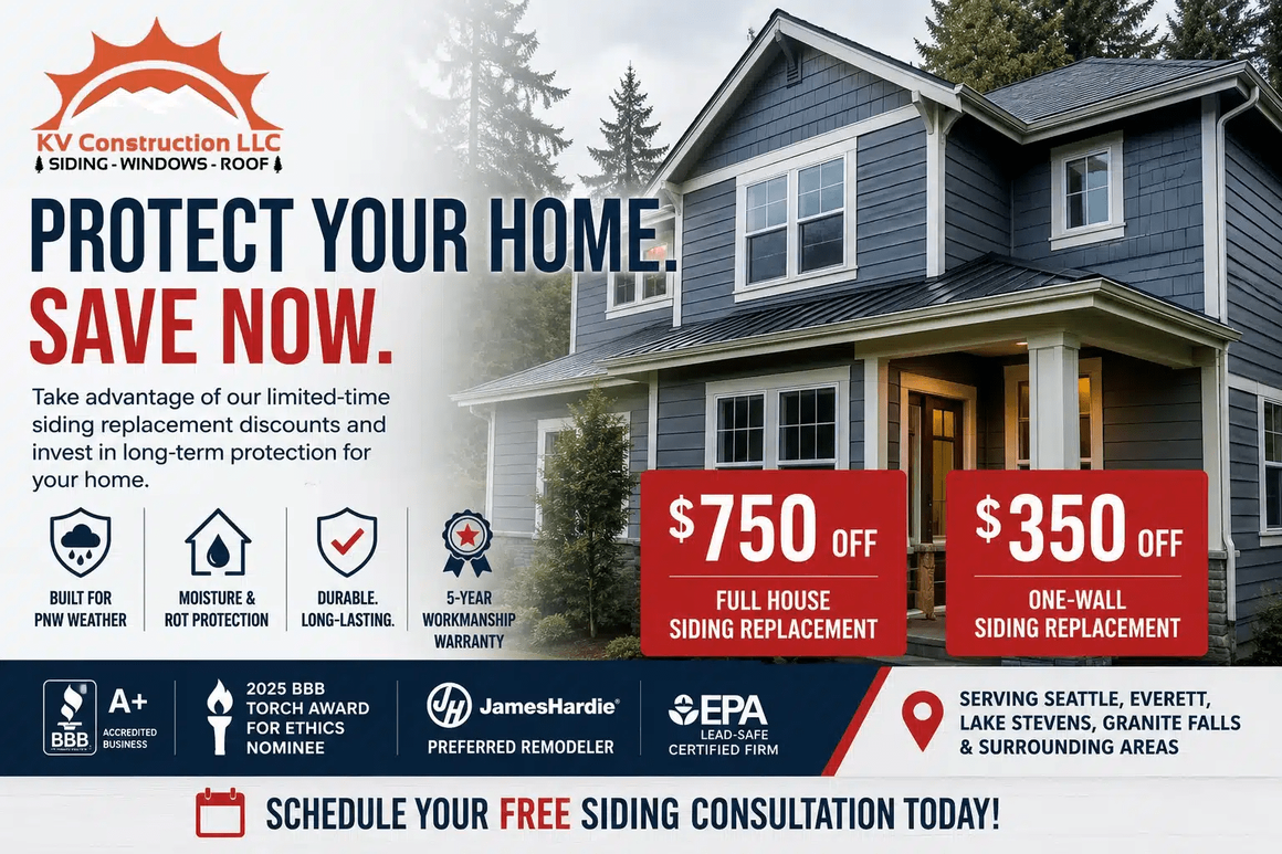 Seattle Homeowners Look Beyond Siding Color as Pacific Northwest Moisture Puts Aging Exteriors to the Test, Says KV Construction LLC
